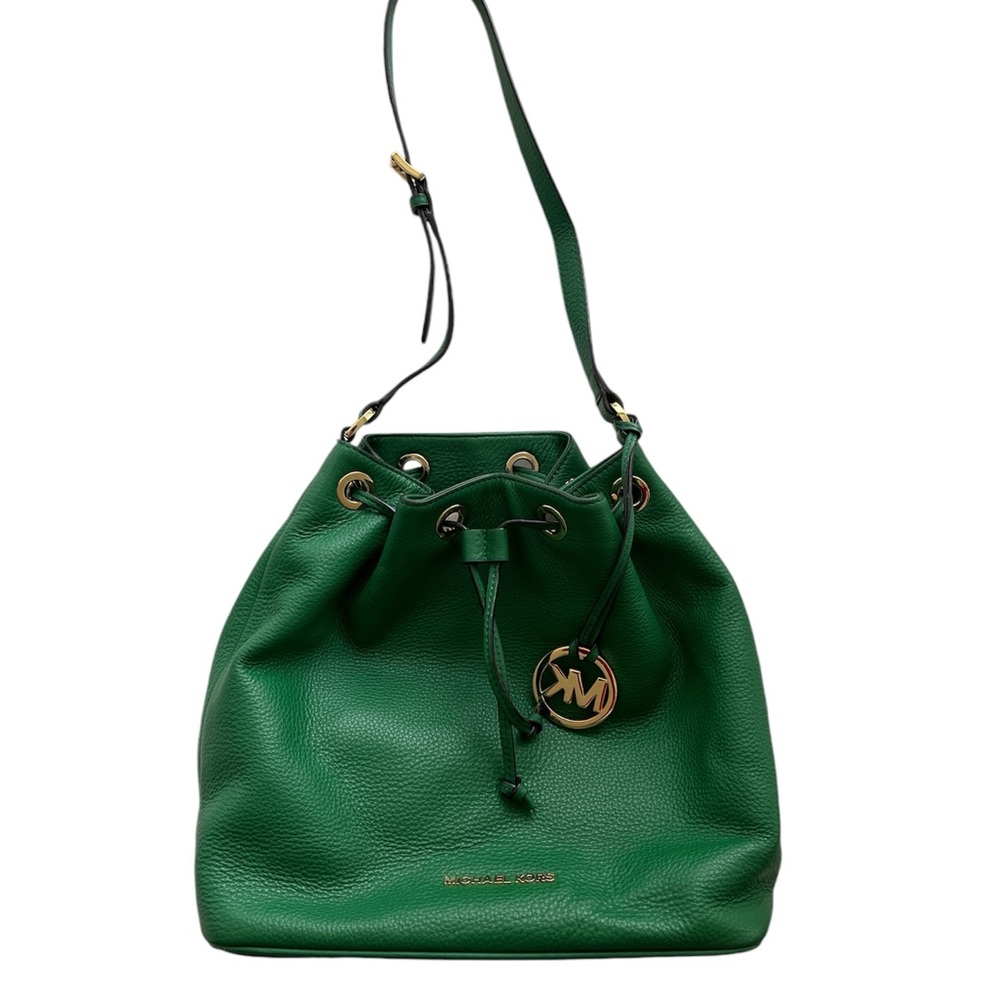 Michael Kors Leather drawstring bucket bag green